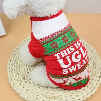 Собака Рождественская футболка Pet Футболка Собаки Christmas Summer Dog S
