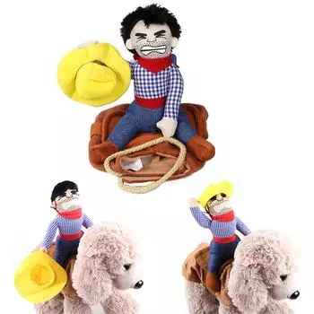 Собака Щенок Смешной Ковбой Кукла Рыцарь Наездник Косплей Одежда Мягкий Костюм M