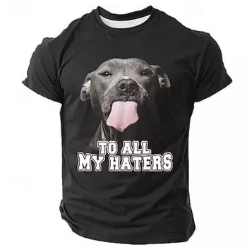 Собака Смешной сленг ретро Винтаж Повседневный Уличный Мужская 3D Печать Футболка Футболка Спортивная Короткий Рукав Круглый Вырез Летняя Одежда Одежда S