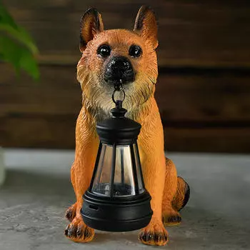 Собака Солнечная Садовая Статуя Украшение Газона Уличная Фигурка Легкая Декоративная Скульптура Для Ухода За Территорией