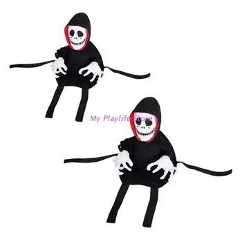 Собака Забавный Призрак Косплей Костюм Дизайн Удобный Стильный Домашний Животный Тканевый Призрак Стильный Костюм Одеваются На Хэллоуин M чёрный