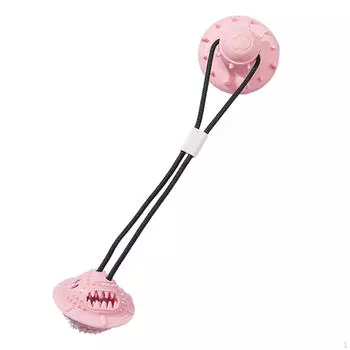 Собака жевательная игрушка на присоске, раздача еды, прочная чистящая веревка, игрушки для дрессировки щенков, лакомства для Pink saucer