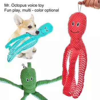 Собака жевательная игрушка Прочность Устойчивость к укусам Мягкая мультяшная форма осьминога Домашнее животное Щенок Собака Писклявый розовый