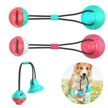 Собака жевательная веревка, мяч, игрушка для средних и больших собак, медленная подача для чистки зубов, встроенный колокольчик на присоске, игрушки, лабрадор, товары для домашних животных