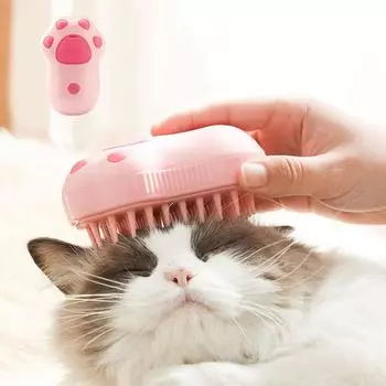 Собаки и кошки паровая щетка 3 в 1 Щенок Pet Comb электрическая щетка-распылитель Милые лапы удаления шерсти расчески самоочищающиеся Собаки и кошки уход 7x10.5cm белый
