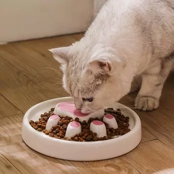 Собаки и кошки, предотвращающие быстрое поедание пищи. Керамические миски для кормления. Уникальная вогнутая и выпуклая тарелка для кормления. Медленная еда. Маленькие собаки, быстрое поедание пищи.
