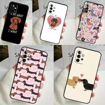 Собаки Такса Милый Чехол Для Телефона Samsung Galaxy A14 A34 A54 A12 A32 A52 A51 A71 A53 A33 A13 A15 A25 A35 A55 Samsung A73 5G