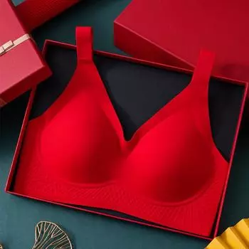 Соберите верхнюю поддержку, бесшовную тонкую свадебную невесту, праздничный бюстгальтер. 75C красный