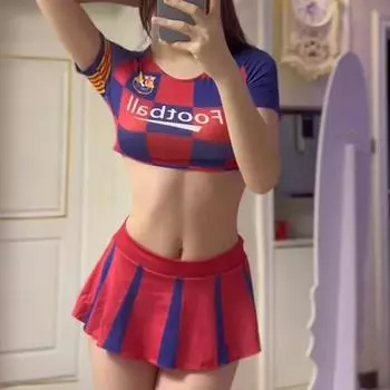 Соблазнительная униформа, раздельное веселое нижнее белье, сексуальная пижама для ролевых игр, футбольные детские костюмы, женский эротический комплект одежды S