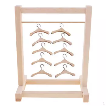 Собранная своими руками деревянная полка для подвешивания одежды и вешалка с крючками из 10 штук для 12-дюймовых нео-кукол