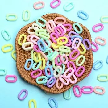 Собранные детали ручной работы, цепочки 14 мм * 9 мм, разноцветные ювелирные изделия, аксессуары, сделай сам, 100 шт., акриловые витые бусины 100Pcs разноцветный