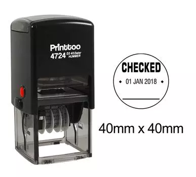 Собственная личность штемпеля датытера канцелярских принадлежностей Printtoo чернила с проверенной резиной документа даты текста 40 mm x 40 mm.(Approx) чёрный
