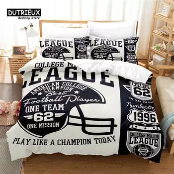 Soccer And Rugby Bedding Set, 3Pcs Duvet Cover Set, Soft Comfortable Breathable Duvet Cover, For Bedroom Guest Room Decor EU single(135x200cm)