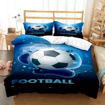Soccer Cover Digital Print Polyester Bedding Sets Child Kids Covers Boys Bed Linen Set For Teens King Size Bedding Set EU single(135x200cm)