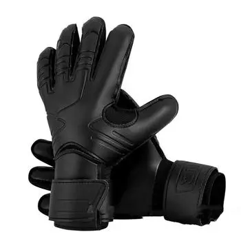 Soccer Goalkeeper Gloves Adjustable Wrist Black Reusable for Fingers Protection 5#
