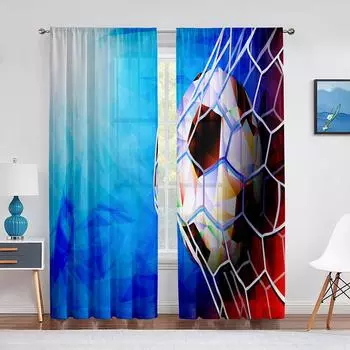 Soccer Spherical Football Ball Colorful Art Curtain for Living Room for Window Bedroom Kitchen Drape Curtains 2panels Rod Pocket (W50cmxH130cm)x2&Rod Pocket