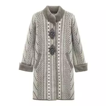 Сочетание роскоши и комфорта: Женское повседневное пальто средней длины с искусственным мехом норки для мам среднего возраста L