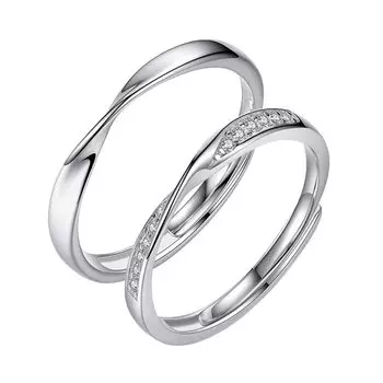 Сочетание свободного размера пара розовое золото 925 серебряное кольцо популярное витое кольцо обручальное кольцо 18 карат размер регулируемый стерлинговое серебряное кольцо мода