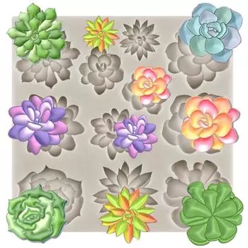 Сочные формы для помадки, 3D силиконовые формы для суккулентов, листьев, формы для суккулентов, украшения торта, кекс, топпер, конфеты, шоколад, форма для полимерной глины белый