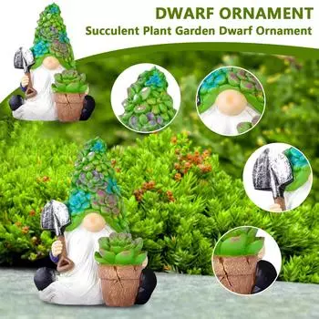 Сочные карликовые гномы Осенние украшения для садовых гномов Статуи Украшения для двора One Size зелёный