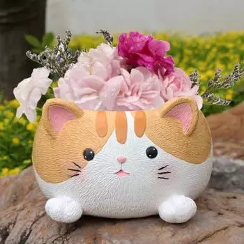 Сочный горшок с рисунком животного, микропейзаж ручной работы, ручная роспись, стол, мини-орнамент, неувядающий горшок, бонсай, держатель для растений, домашний декор D