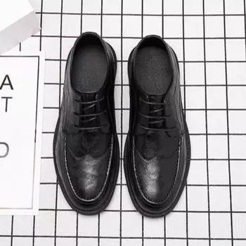 Социальная обувь для мужчин, черные деловые туфли, мужская одежда с круглым носком, повседневная кожаная обувь из коровьей кожи 2024 года, стиль джентльменского тренда 38