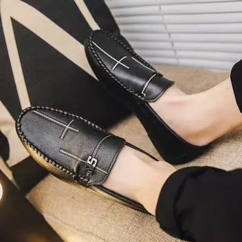 Социальные мокасины Мужская обувь Мальчики Повседневная модная обувь Мужская обувь с одной педалью Летняя кожаная обувь для мужчин 39