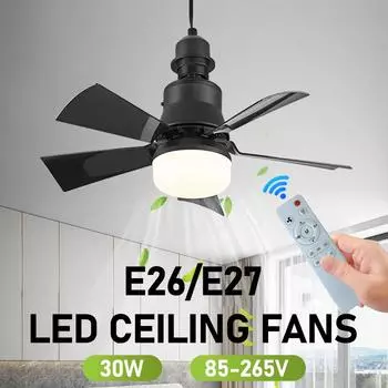 Socket Fan Light Remote Control Timing E26 Base Small Ceiling Fan Dimmable LED Socket Fan Light for Closet Dressing Room Kitchen