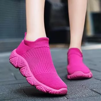Socks and shoes couple models 2025 summer breathable mesh fly-woven sports shoes fashion trend men s shoes foreign trade 36