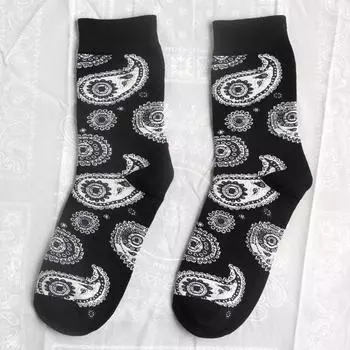 Socks Cotton Flower Funny Socks West Coast Black Hip Hop Street Skateboard Sport Socks One Size