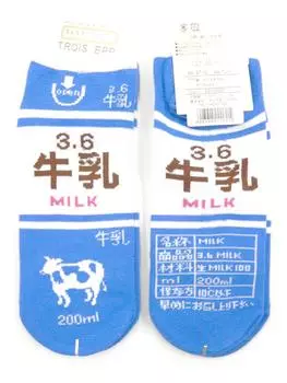 Socks Interesting pattern Sneaker length [Milk] 22-25cm 9742 (Blue) синий