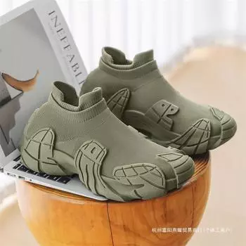 Socks men s shoes 2025 spring and summer new casual soft-soled sneakers large size shoes men s one-pedal breathable dad shoes 39 чёрный