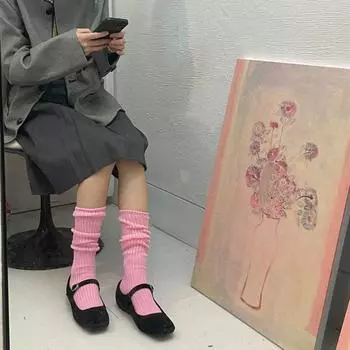 Socks Stripe Cotton Autumn Winter Socks Women Knitted Stockings Japanese Style Socks Pile Socks белый