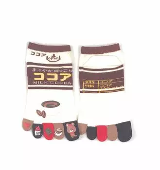 socks with interesting pattern sneaker length 5-finger [Cocoa] 22-25cm G690 (Off-white)