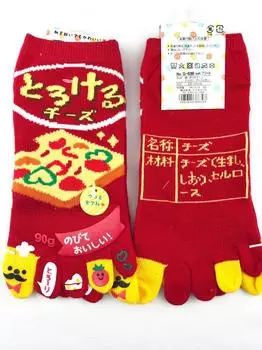 socks with interesting pattern sneaker length 5-finger [melting cheese] 22-25cm G639 (red) красный