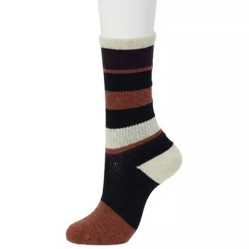 Socks Wool Crew Navy [Lasox] Multi-border D.