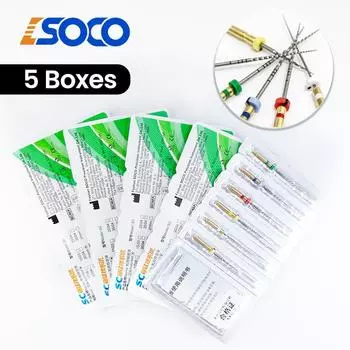 SOCO 5 коробок Super Cut Гибкие никель-титановые эндодонтические ротационные файлы Гибкие инструменты против усталости для формирования корневых каналов 19mm 17 08 5 Boxs