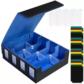 Socpuro Deck 4 Большая магнитная коллекционная карта Съемная карта PU кожаная коробка для магнитной магнитной колоды для торговой карты Водонепроницаемый чехол, ряды, емкость,