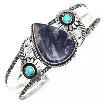 Содалит Драгоценный Камень Антикварные Ювелирные Изделия Браслеты-Манжеты 7 Регулируемые