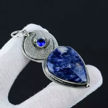 Содалит, подвеска с лондонским голубым топазом, подвеска из стерлингового серебра 925 пробы, ожерелье ручной работы из натурального камня, ювелирные изделия из содалита, подарки для нее 2.55 синий