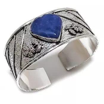 Содалит ручной работы манжета из стерлингового серебра 925 пробы ювелирные изделия браслет регулируемый Q2c39