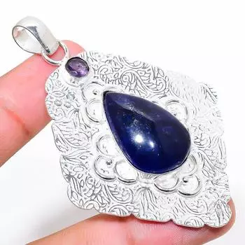 Sodalite, Amethyst Gemstone 925 Sterling Silver Jewelry Pendant 2.76 I5j55 синий