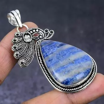 Sodalite Gemstone 925 Steling Silver Jewelry Pendant 2.68 G7J99