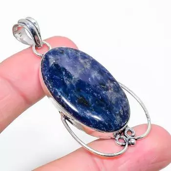 Подвеска из стерлингового серебра 925 пробы с драгоценным камнем содалитом 2,32 дюйма I6V70 синий