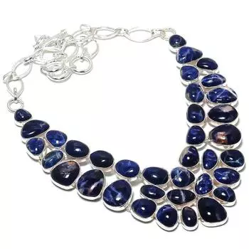 Ювелирные изделия из серебра 925 пробы с драгоценным камнем содалит, ручная работа, ожерелье 18 дюймов JCN484-133