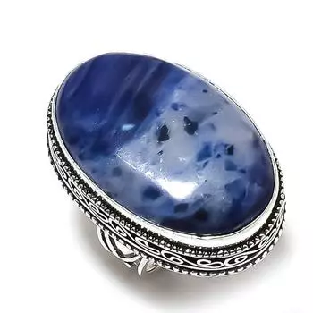 Sodalite Gemstone Handmade 925 Sterling Silver Gift Jewelry Ring Size 6.5 g2V62