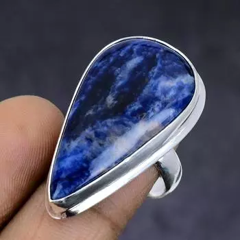 Sodalite Gemstone handmade 925 Sterling Silver gift Jewelry Ring Size 7 H4w49