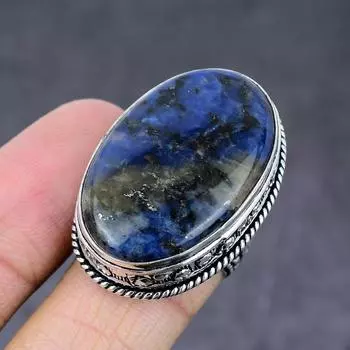 Sodalite Gemstone Handmade 925 Sterling Silver Gift Jewelry Ring Size 7.5 j0M81