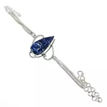 Sodalite Gemstone Handmade 925 Sterling Silver Jewelry Bracelet 7-8 r6i17