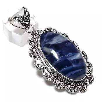 Sodalite Gemstone Handmade 925 Sterling Silver Jewelry Pendant 2.56 t1U33